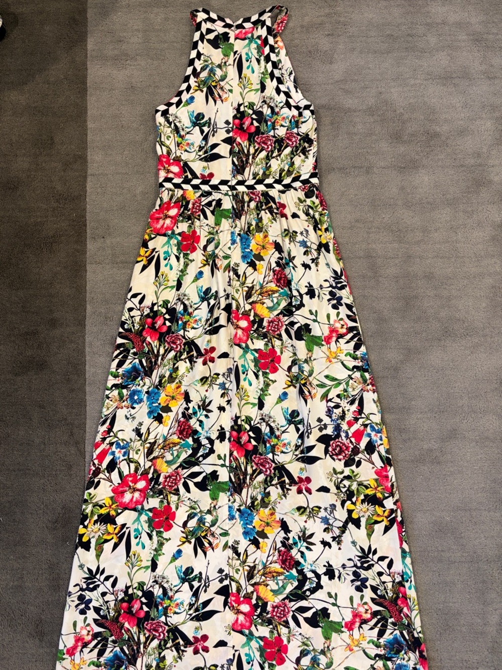 Parker Floral Maxi Dress in White with Multicolor Flowers - Picture 6 of 6